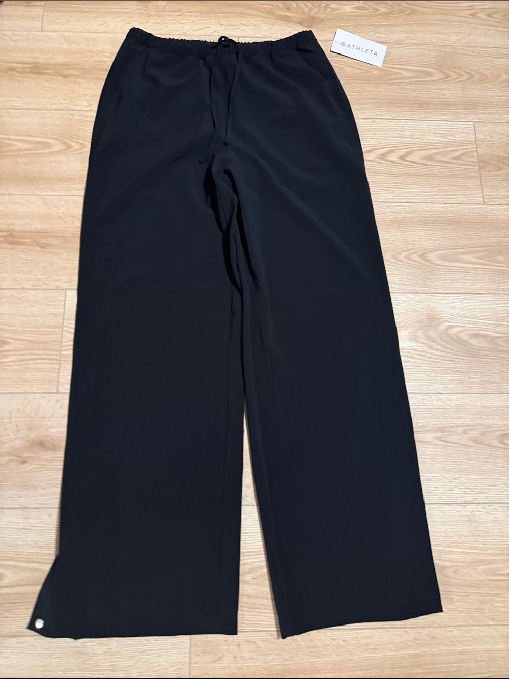 Athleta Black Wide-Leg Pull-On MVP Snap Pants